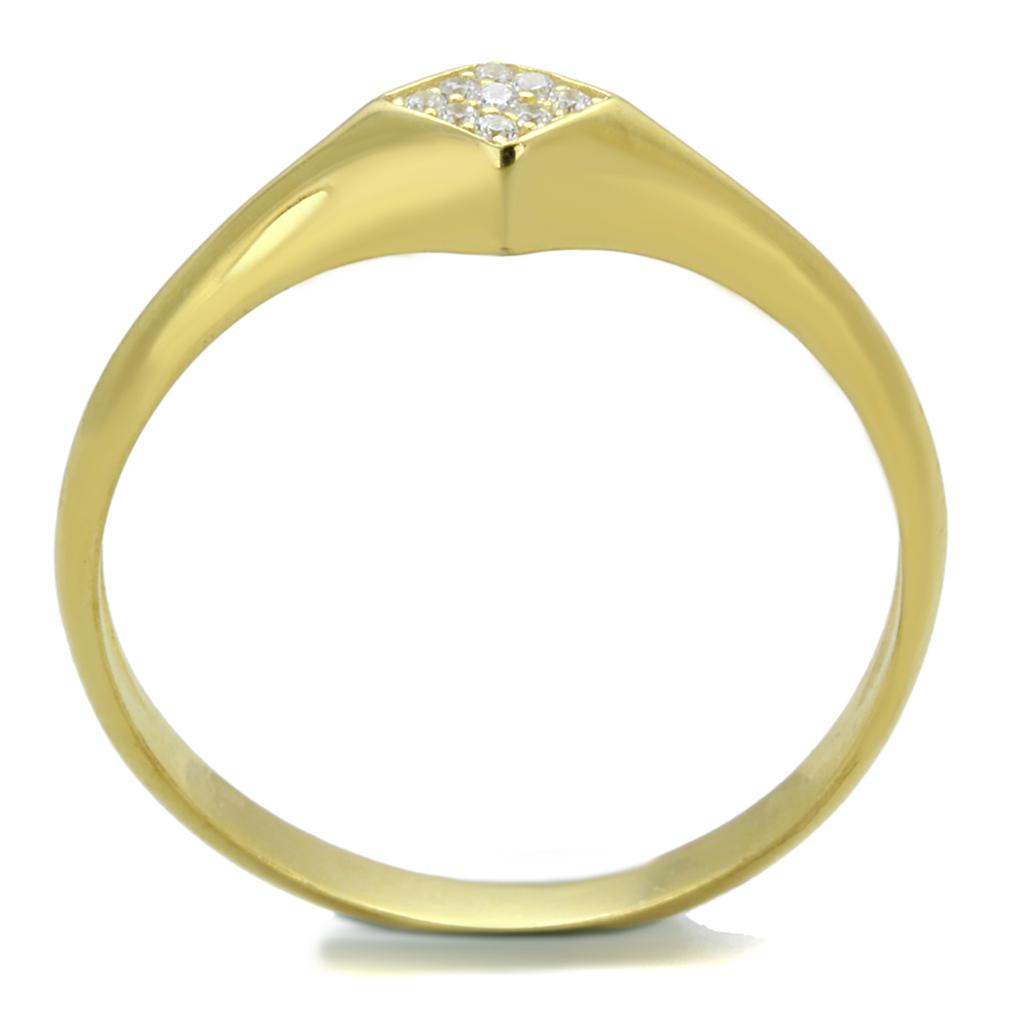 TS406 - Gold 925 Sterling Silver Ring with AAA Grade CZ  in Clear-2