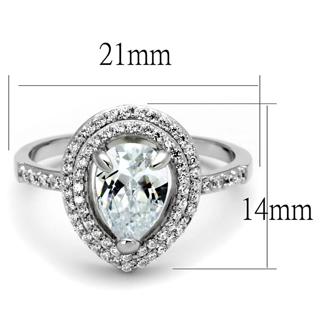 TS414 - Rhodium 925 Sterling Silver Ring with AAA Grade CZ  in Clear-1