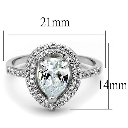 TS414 - Rhodium 925 Sterling Silver Ring with AAA Grade CZ  in Clear-1