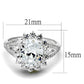 TS415 - Rhodium 925 Sterling Silver Ring with AAA Grade CZ  in Clear-1