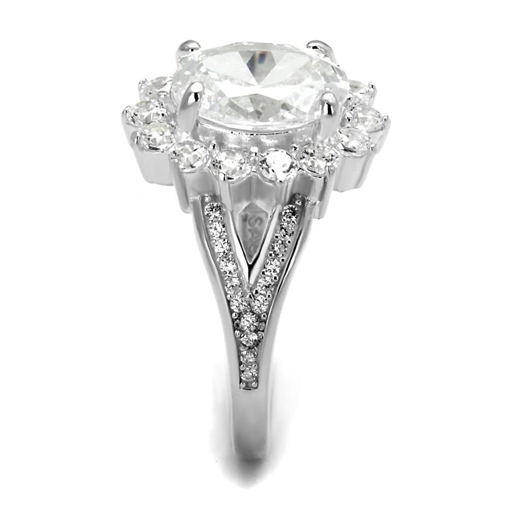 TS415 - Rhodium 925 Sterling Silver Ring with AAA Grade CZ  in Clear-3