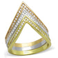 TS416 - Rhodium + Gold + Rose Gold 925 Sterling Silver Ring with AAA Grade CZ  in Clear-4