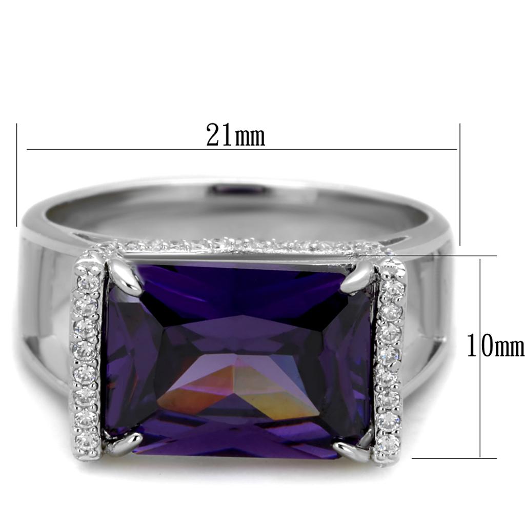TS417 - Rhodium 925 Sterling Silver Ring with AAA Grade CZ  in Amethyst-1