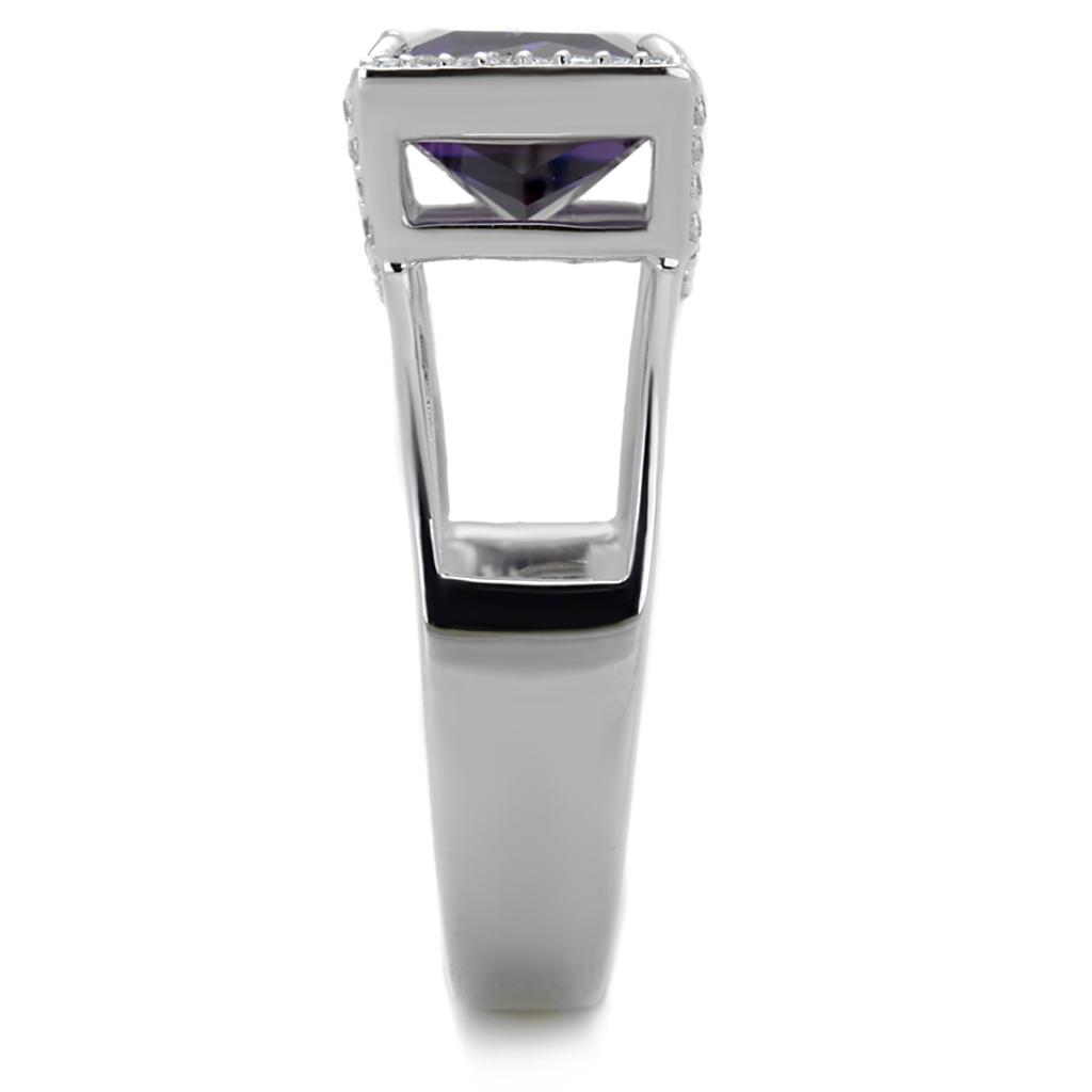 TS417 - Rhodium 925 Sterling Silver Ring with AAA Grade CZ  in Amethyst-3