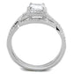 TS420 - Rhodium 925 Sterling Silver Ring with AAA Grade CZ  in Clear-2