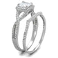 TS420 - Rhodium 925 Sterling Silver Ring with AAA Grade CZ  in Clear-3
