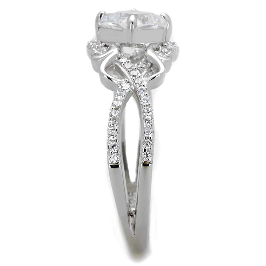 TS421 - Rhodium 925 Sterling Silver Ring with AAA Grade CZ  in Clear-3