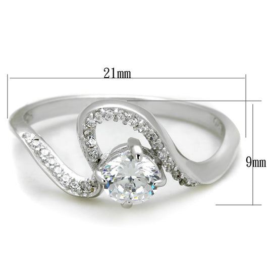TS423 - Rhodium 925 Sterling Silver Ring with AAA Grade CZ  in Clear-1