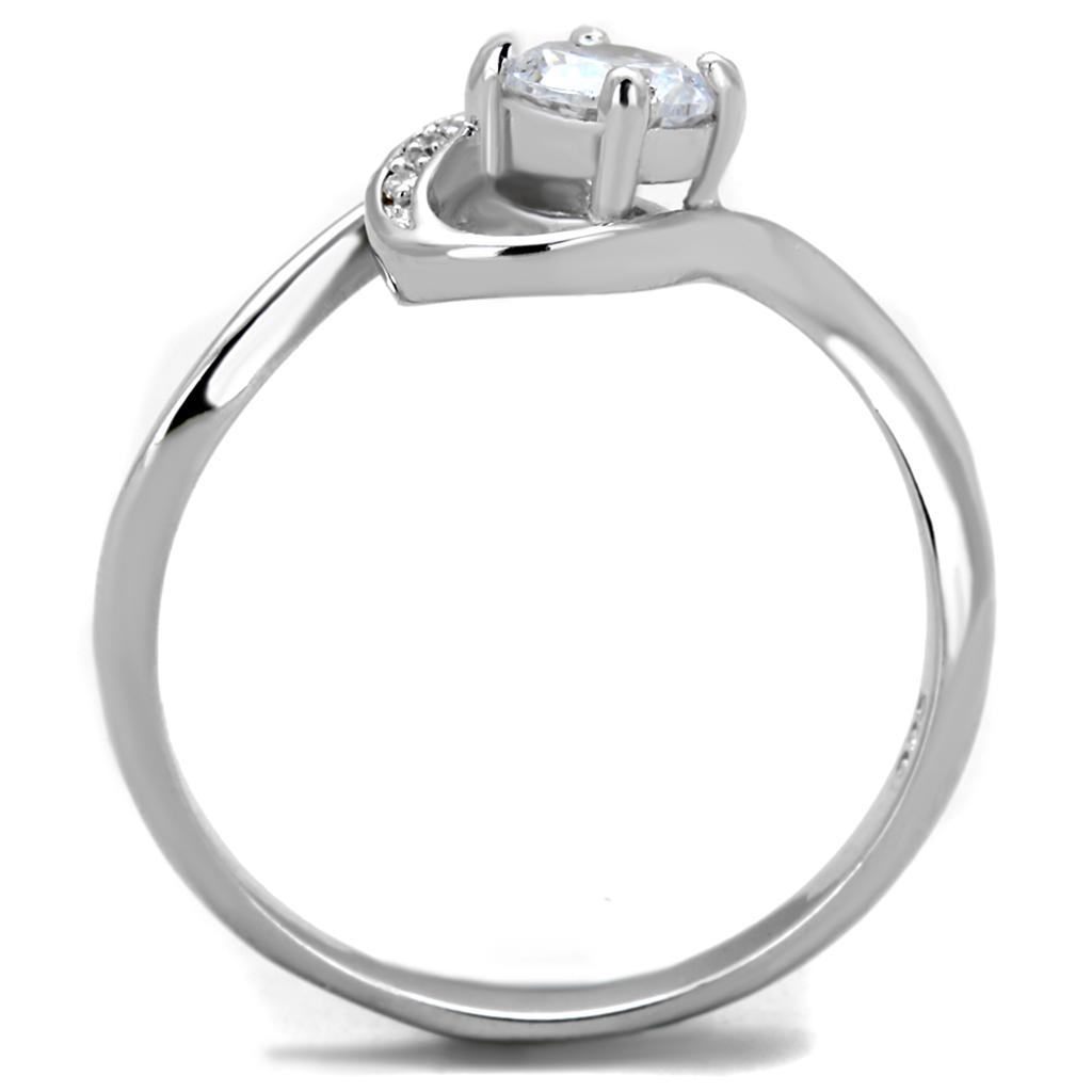 TS424 - Rhodium 925 Sterling Silver Ring with AAA Grade CZ  in Clear-2