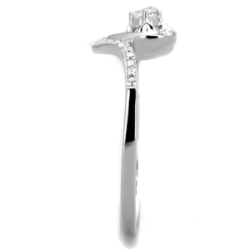 TS425 - Rhodium 925 Sterling Silver Ring with AAA Grade CZ  in Clear-3