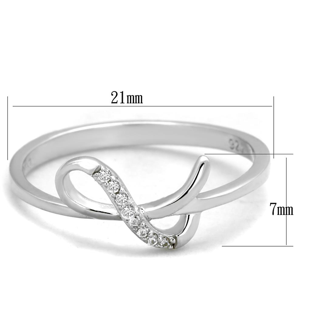 TS426 - Rhodium 925 Sterling Silver Ring with AAA Grade CZ  in Clear-1