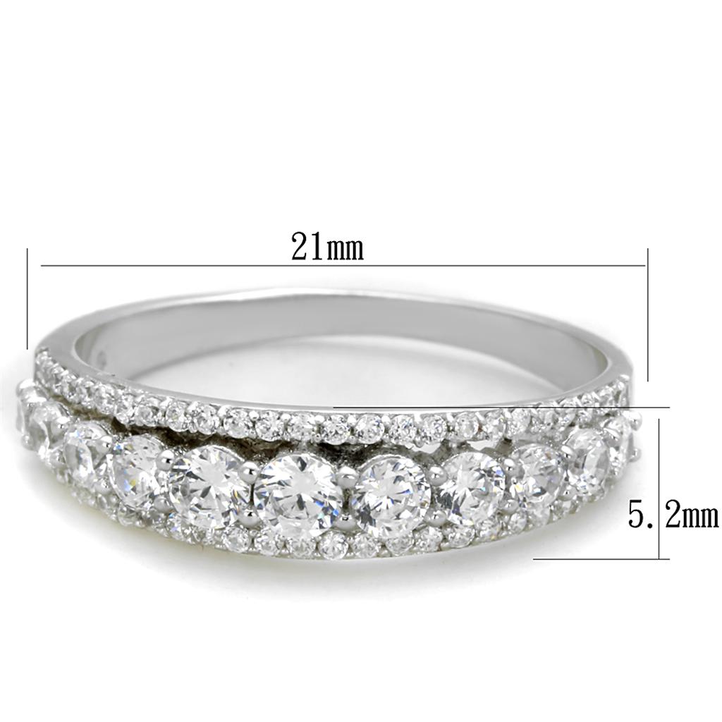 TS429 - Rhodium 925 Sterling Silver Ring with AAA Grade CZ  in Clear-1
