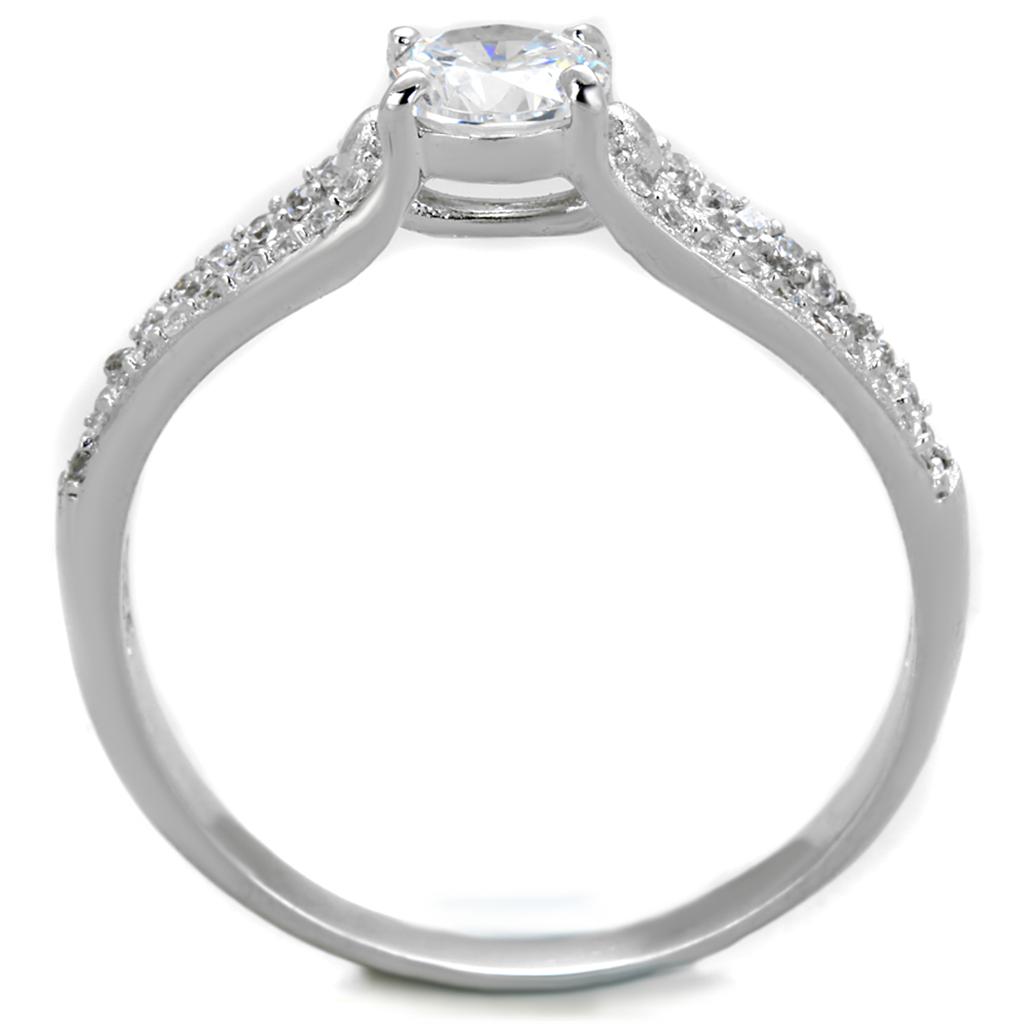TS431 - Rhodium 925 Sterling Silver Ring with AAA Grade CZ  in Clear-2