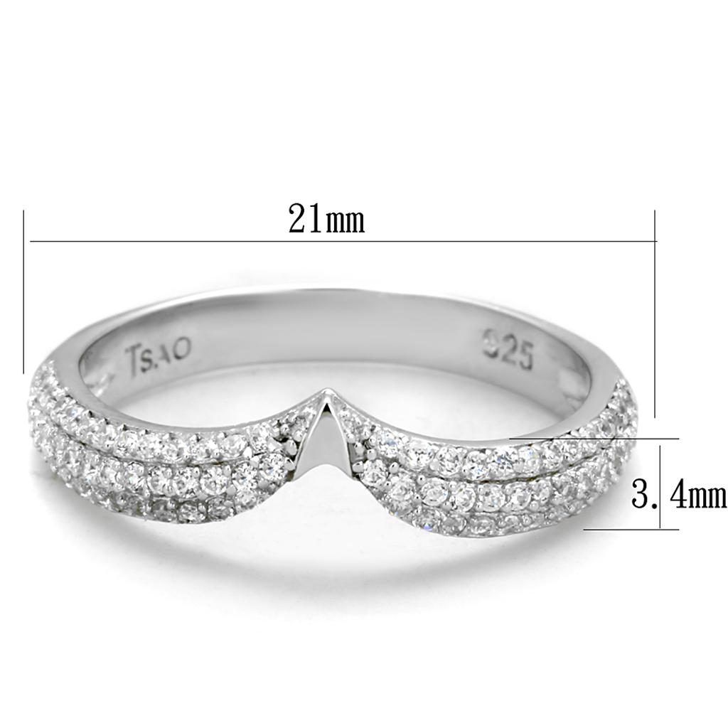 TS433 - Rhodium 925 Sterling Silver Ring with AAA Grade CZ  in Clear-1