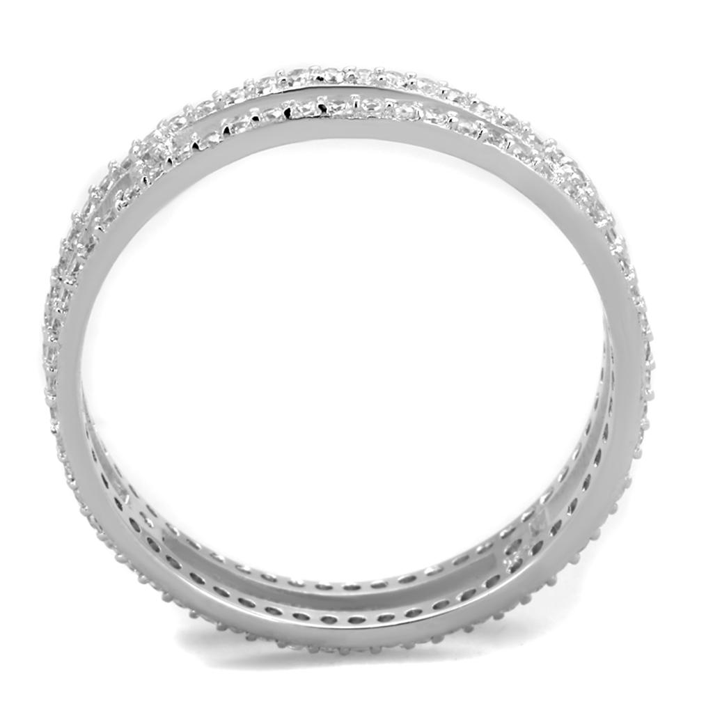 TS434 - Rhodium 925 Sterling Silver Ring with AAA Grade CZ  in Clear-2