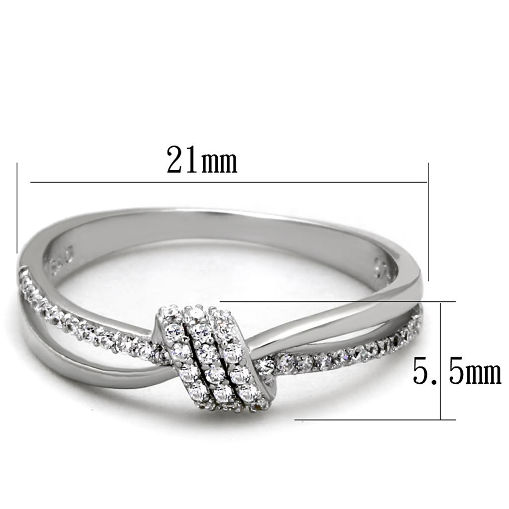 TS435 - Rhodium 925 Sterling Silver Ring with AAA Grade CZ  in Clear-1