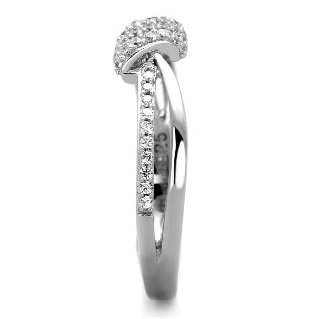TS435 - Rhodium 925 Sterling Silver Ring with AAA Grade CZ  in Clear-3