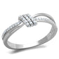 TS435 - Rhodium 925 Sterling Silver Ring with AAA Grade CZ  in Clear-4