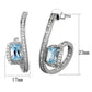 TS442 - Rhodium 925 Sterling Silver Earrings with AAA Grade CZ  in Sea Blue-1