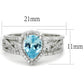 TS453 - Rhodium 925 Sterling Silver Ring with AAA Grade CZ  in Sea Blue-1