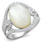 TS456 - Rhodium 925 Sterling Silver Ring with Precious Stone Conch in White-4