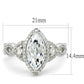 TS457 - Rhodium 925 Sterling Silver Ring with AAA Grade CZ  in Clear-1