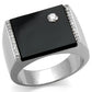 TS459 - Rhodium 925 Sterling Silver Ring with Synthetic Onyx in Jet-4