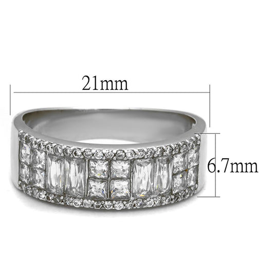 TS460 - Rhodium 925 Sterling Silver Ring with AAA Grade CZ  in Clear-1