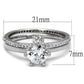 TS464 - Rhodium 925 Sterling Silver Ring with AAA Grade CZ  in Clear-1