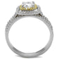 TS467 - Reverse Two-Tone 925 Sterling Silver Ring with AAA Grade CZ  in Clear-2