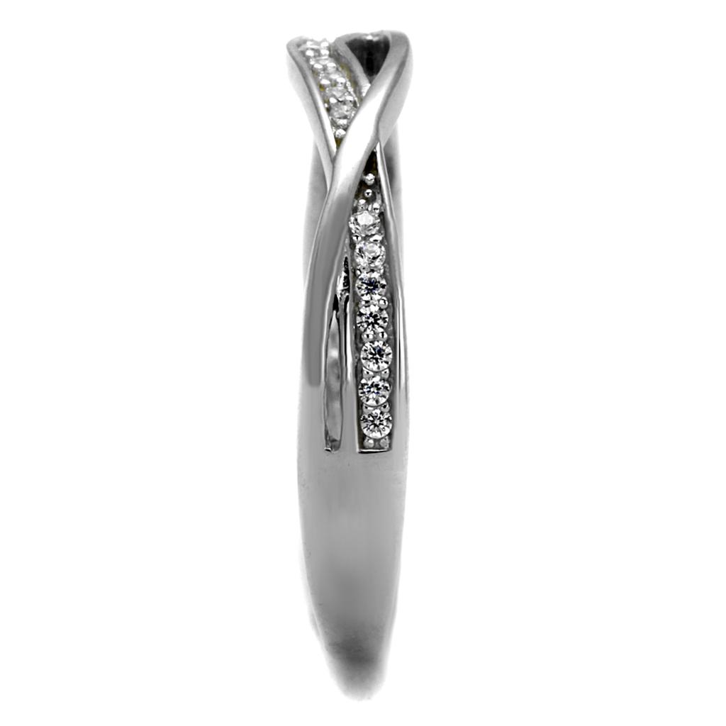 TS471 - Rhodium 925 Sterling Silver Ring with AAA Grade CZ  in Clear-3