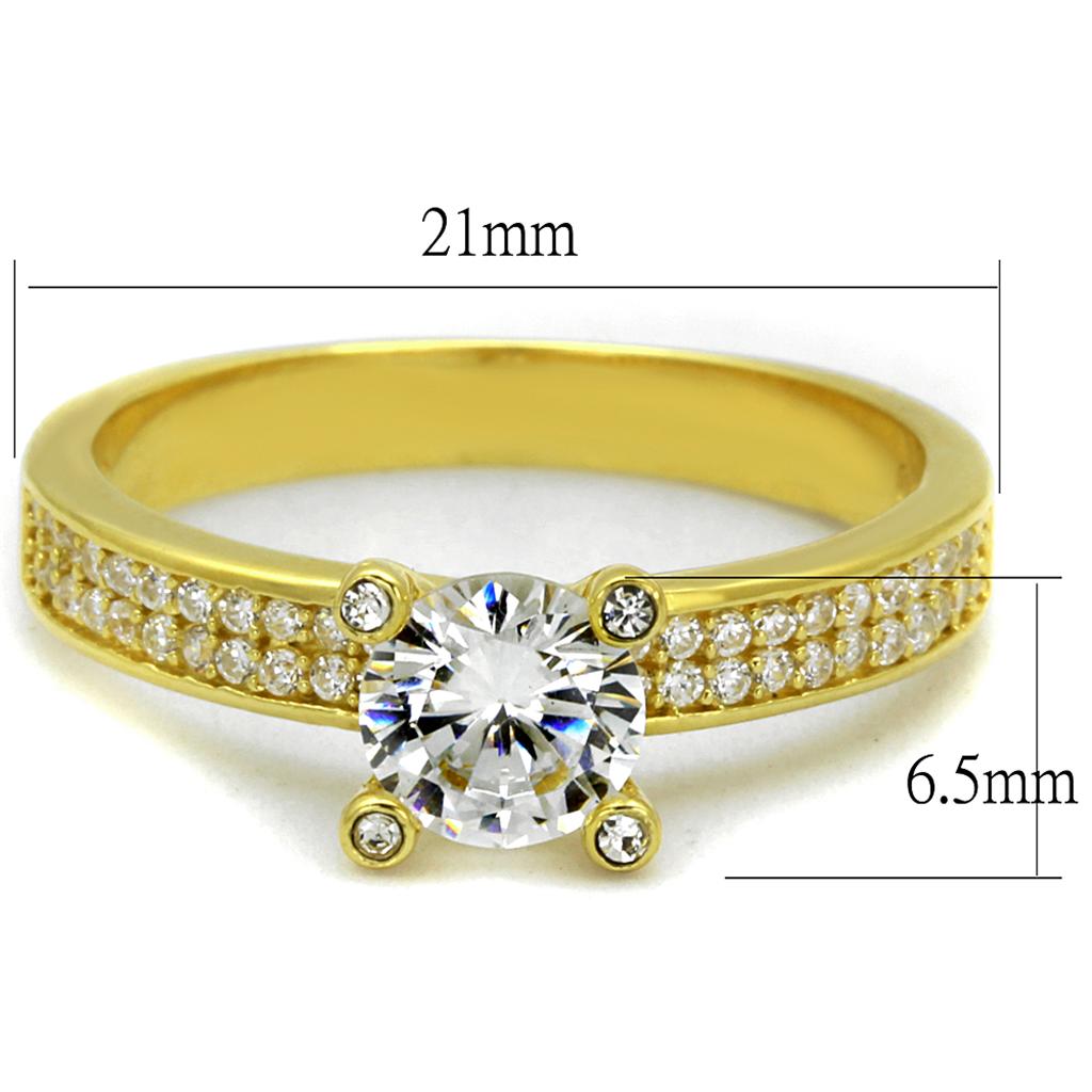 TS474 - Gold 925 Sterling Silver Ring with AAA Grade CZ  in Clear-1