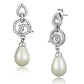 TS480 - Rhodium 925 Sterling Silver Earrings with Synthetic Pearl in Citrine Yellow-2