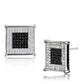 TS481 - Rhodium + Ruthenium 925 Sterling Silver Earrings with AAA Grade CZ  in Black Diamond-2