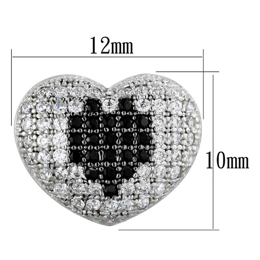 TS483 - Rhodium + Ruthenium 925 Sterling Silver Earrings with AAA Grade CZ  in Black Diamond-1