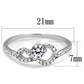 TS485 - Rhodium 925 Sterling Silver Ring with AAA Grade CZ  in Clear-1
