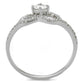TS485 - Rhodium 925 Sterling Silver Ring with AAA Grade CZ  in Clear-2