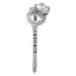TS485 - Rhodium 925 Sterling Silver Ring with AAA Grade CZ  in Clear-3