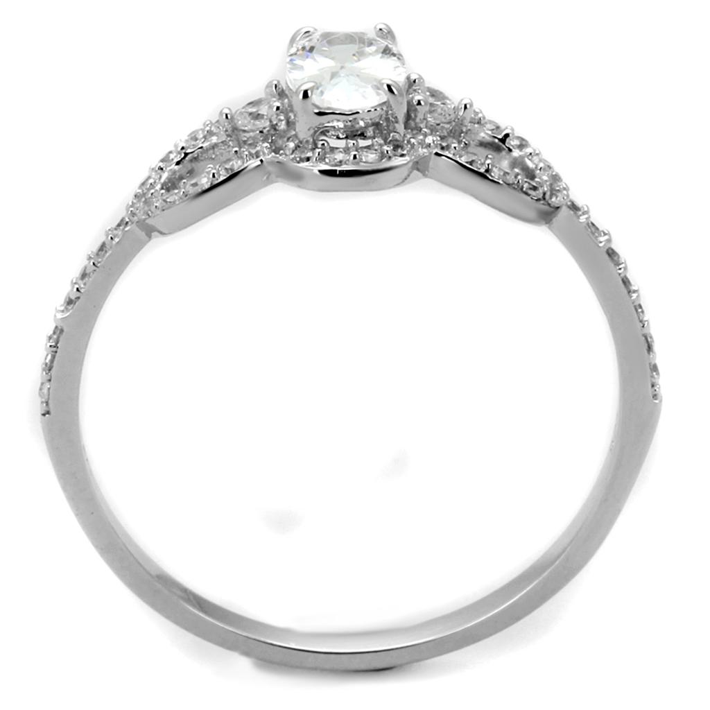 TS486 - Rhodium 925 Sterling Silver Ring with AAA Grade CZ  in Clear-2