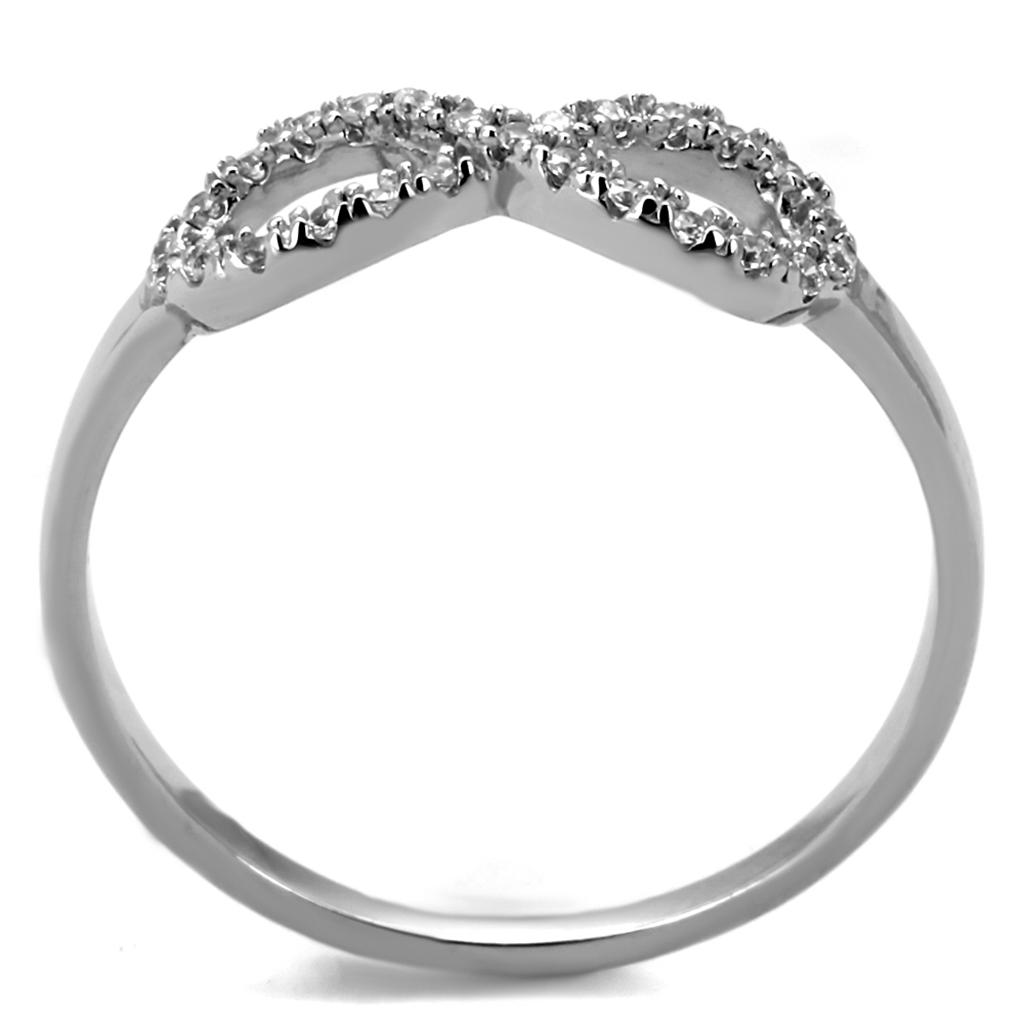 TS487 - Rhodium 925 Sterling Silver Ring with AAA Grade CZ  in Clear-2
