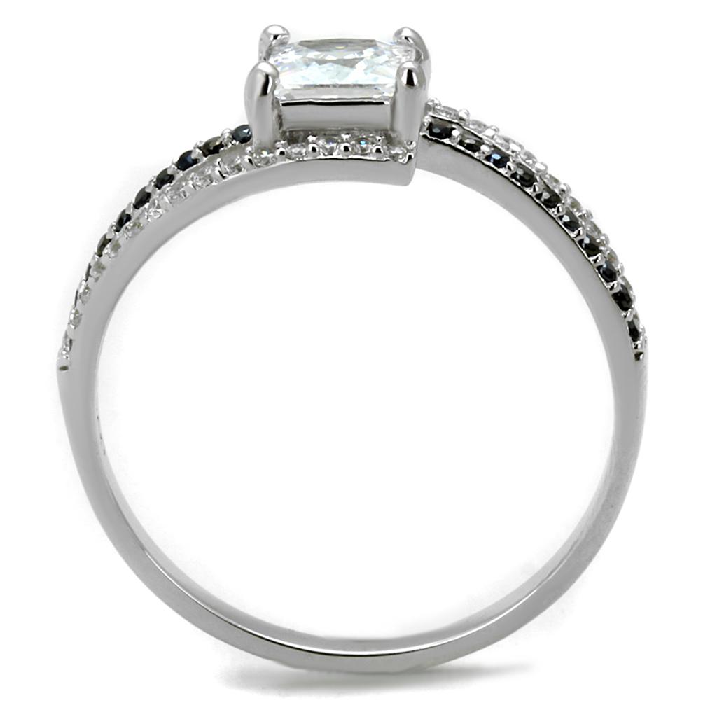 TS488 - Rhodium 925 Sterling Silver Ring with AAA Grade CZ  in Clear-2