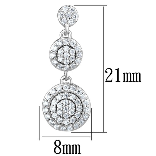 TS494 - Rhodium 925 Sterling Silver Earrings with AAA Grade CZ  in Clear-1