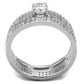 TS499 - Rhodium 925 Sterling Silver Ring with AAA Grade CZ  in Clear-2