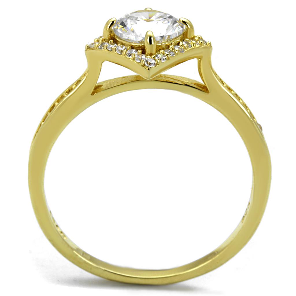 TS500 - Gold 925 Sterling Silver Ring with AAA Grade CZ  in Clear-2