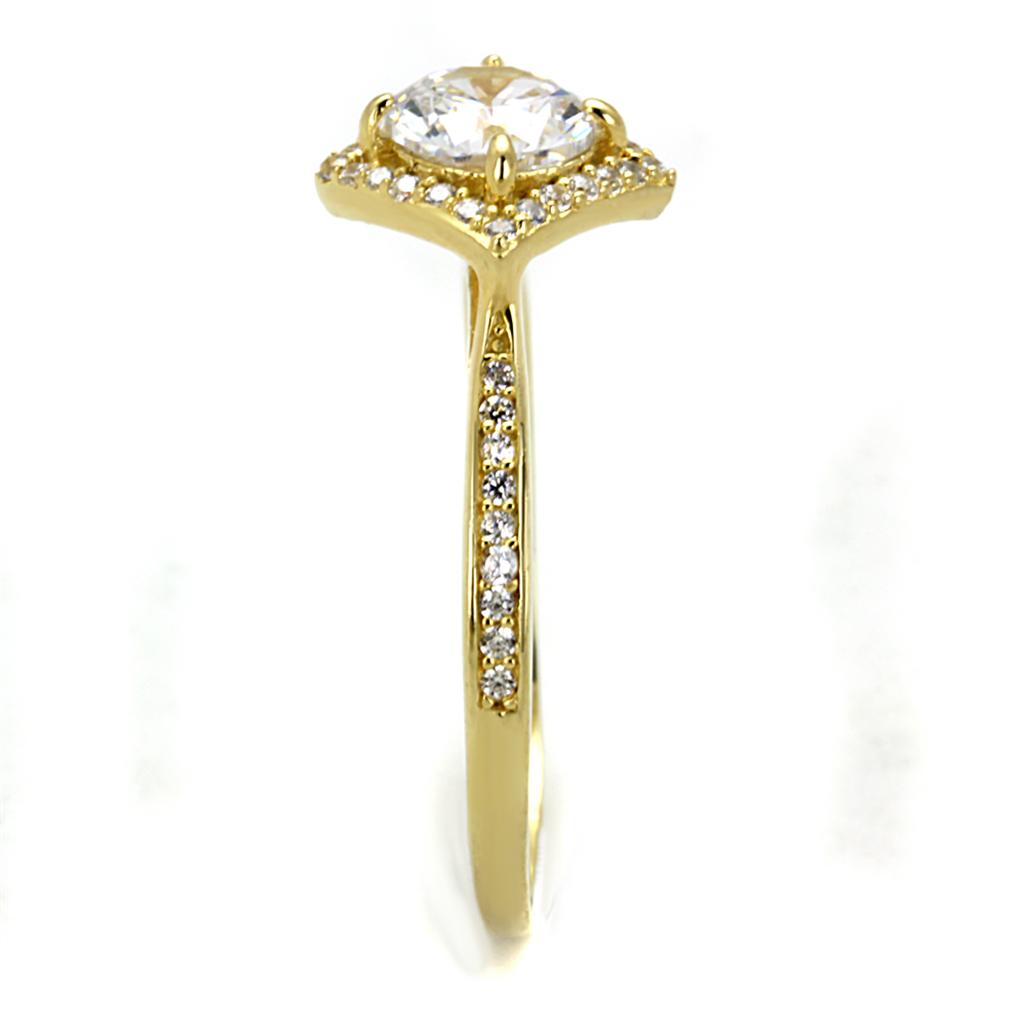 TS500 - Gold 925 Sterling Silver Ring with AAA Grade CZ  in Clear-3