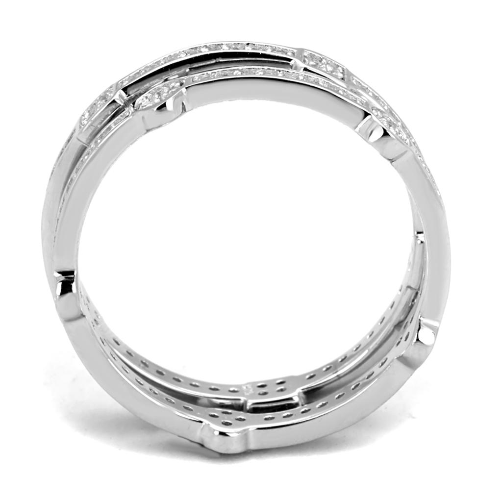 TS503 - Rhodium 925 Sterling Silver Ring with AAA Grade CZ  in Clear-2
