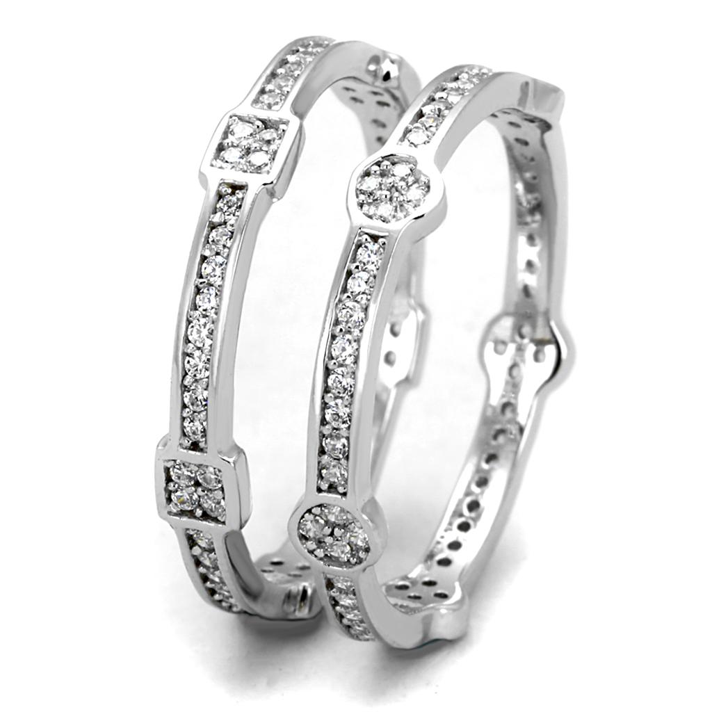 TS503 - Rhodium 925 Sterling Silver Ring with AAA Grade CZ  in Clear-3