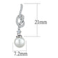 TS506 - Rhodium 925 Sterling Silver Earrings with Synthetic Glass Bead in White-1