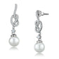 TS506 - Rhodium 925 Sterling Silver Earrings with Synthetic Glass Bead in White-2