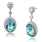 TS508 - Rhodium 925 Sterling Silver Earrings with Top Grade Crystal  in Sea Blue-2
